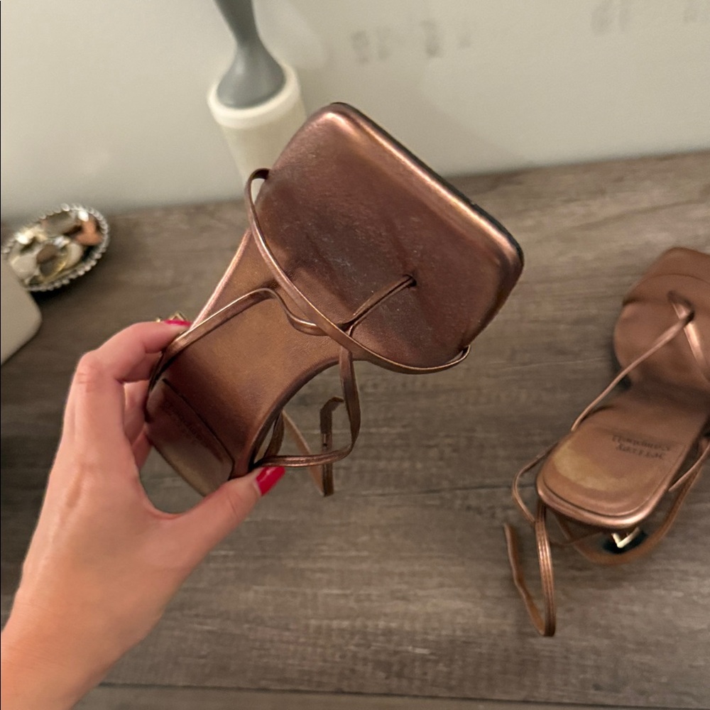 Jeffrey Campbell Metallic Bronze Strappy Heels Fluxx Sandal - Picture 6 of 6
